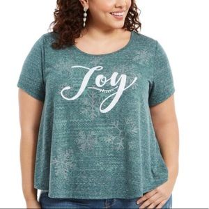 Style & Co Plus Joy Printed Snowflake T-Shirt Size 1X